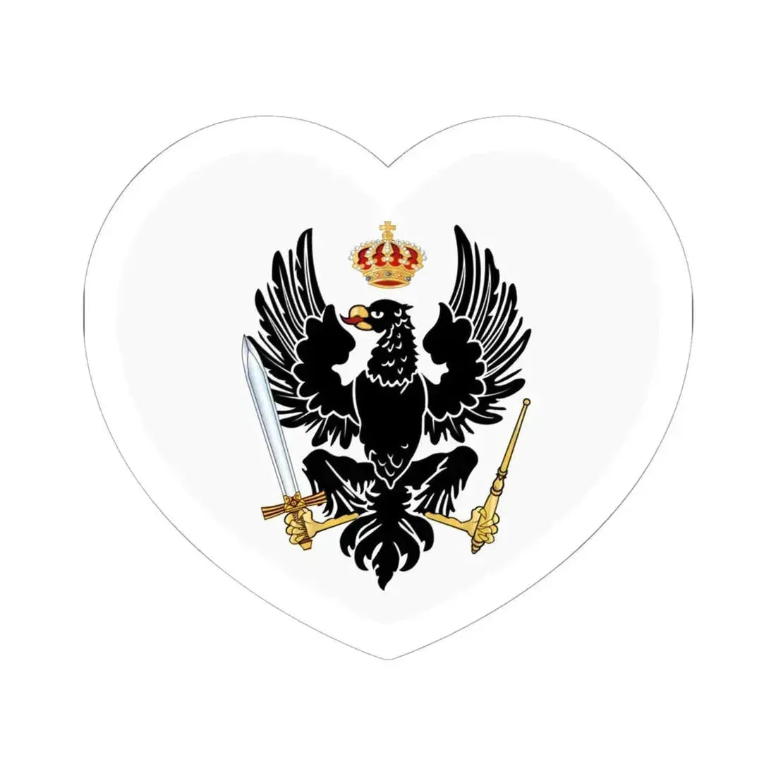 Heart Flag of Prussia 1801-1803 - STICKER Vinyl Kiss-Cut Decal 6 Inch White - The Sticker Space