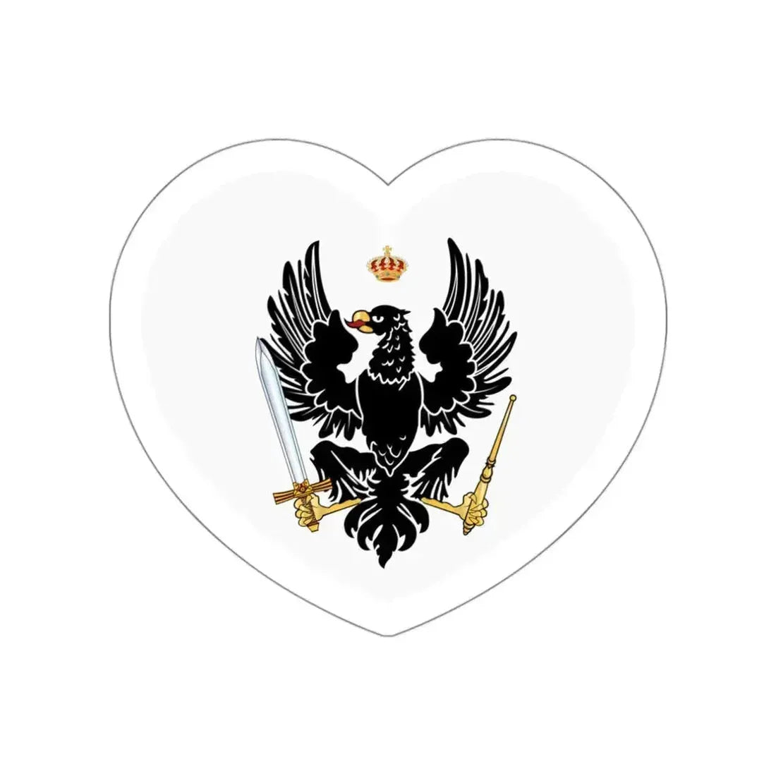 Heart Flag of Prussia 1803-1892 - STICKER Vinyl Die-Cut Decal White Die-Cut 3 Inch - The Sticker Space