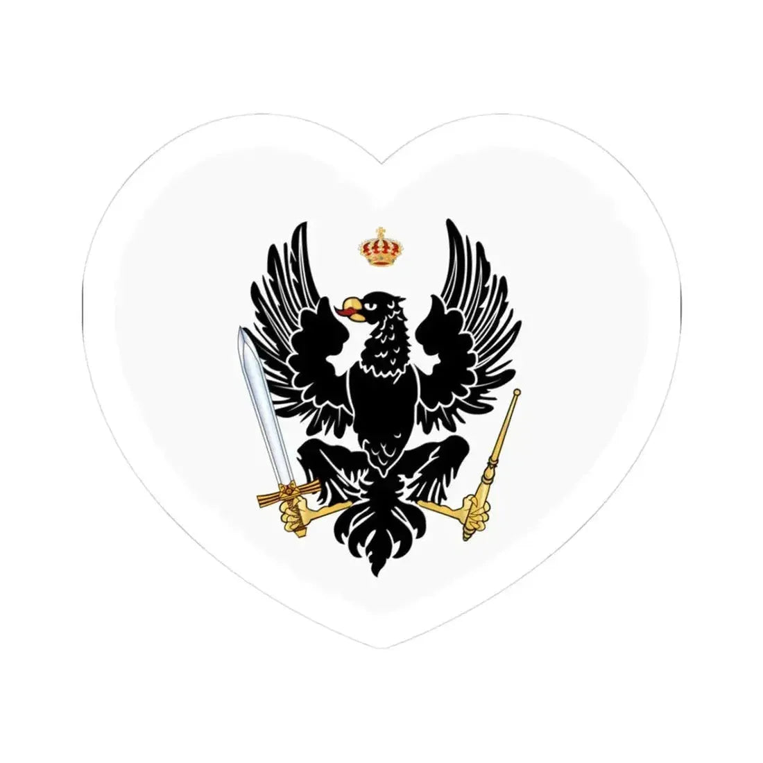 Heart Flag of Prussia 1803-1892 - STICKER Vinyl Kiss-Cut Decal 3 Inch White - The Sticker Space