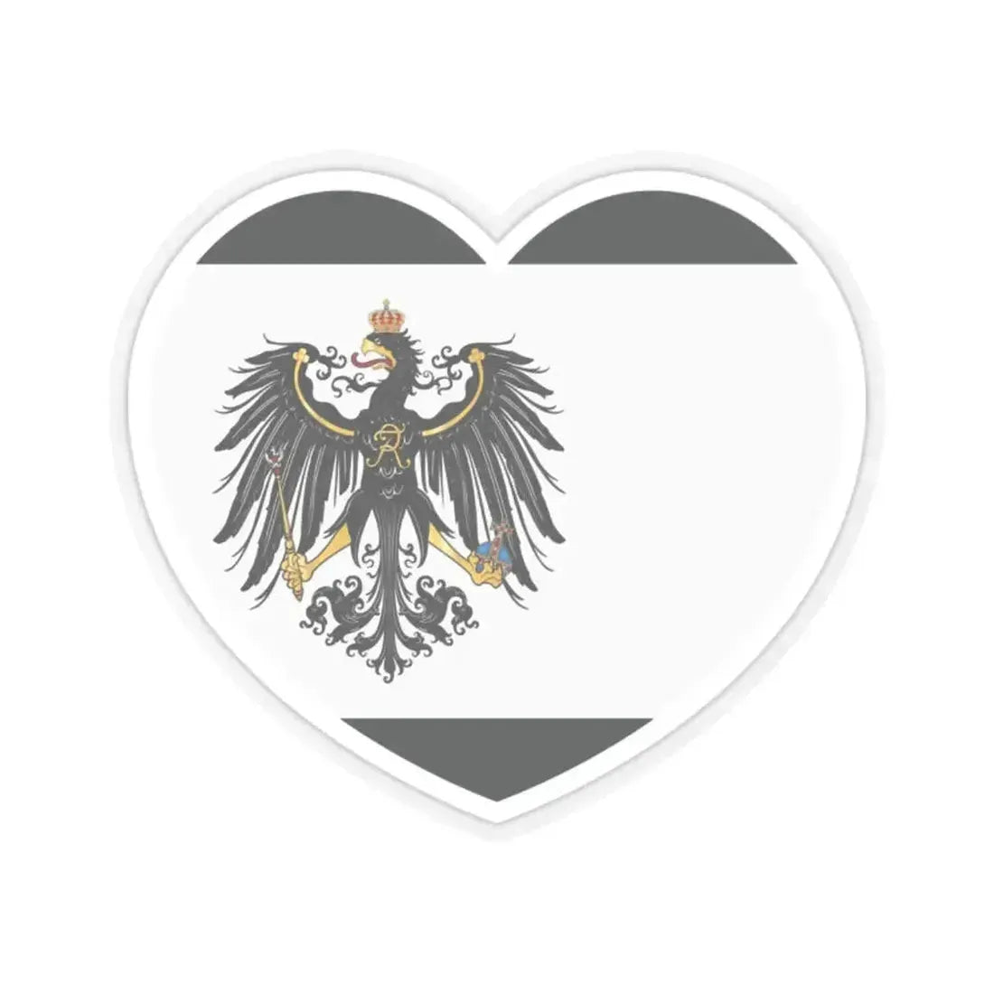 Heart Flag of Prussia 1892-1918 - STICKER Vinyl Kiss-Cut Decal 2 Inch Transparent - The Sticker Space