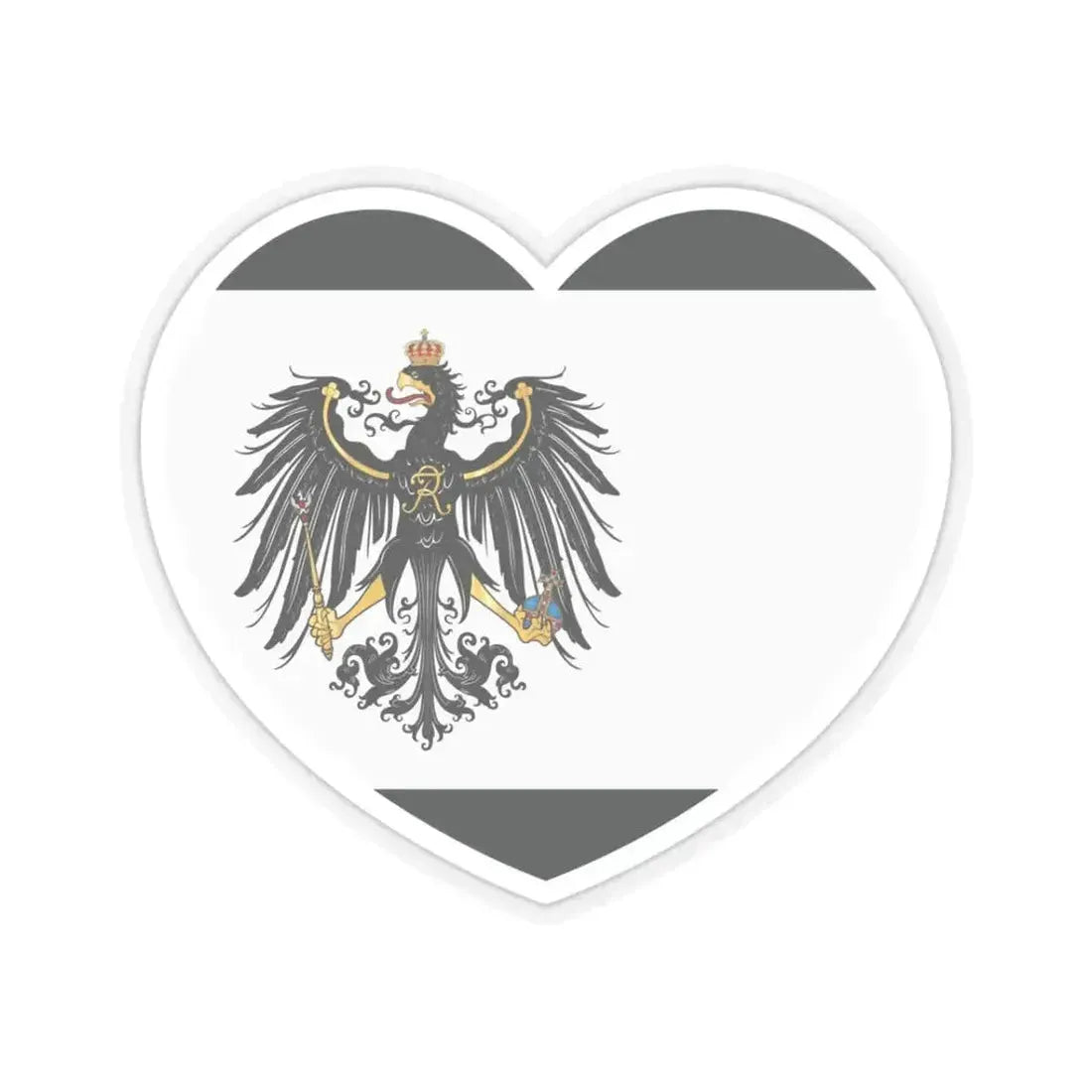 Heart Flag of Prussia 1892-1918 - STICKER Vinyl Kiss-Cut Decal 3 Inch Transparent - The Sticker Space