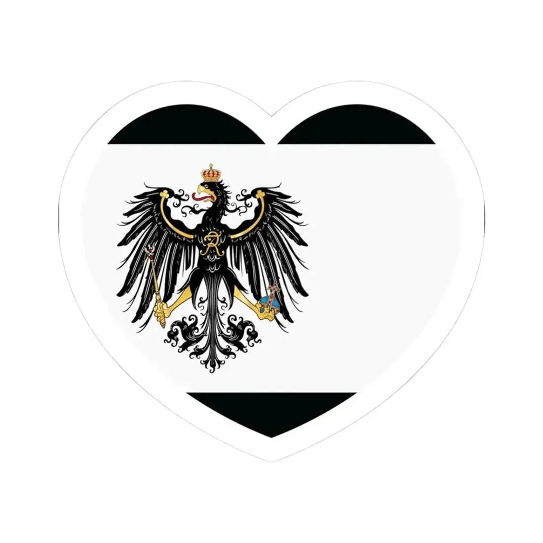 Heart Flag of Prussia 1892-1918 - STICKER Vinyl Kiss-Cut Decal 3 Inch White - The Sticker Space