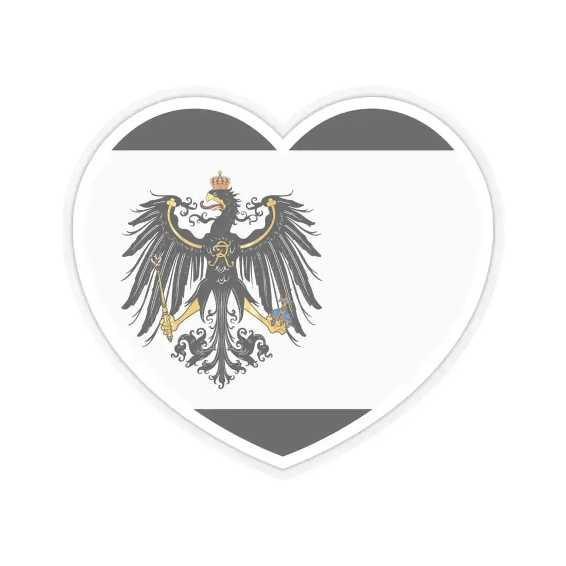 Heart Flag of Prussia 1892-1918 - STICKER Vinyl Kiss-Cut Decal 4 Inch Transparent - The Sticker Space
