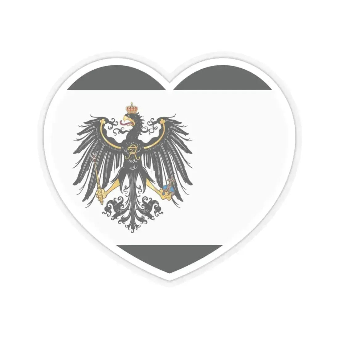 Heart Flag of Prussia 1892-1918 - STICKER Vinyl Kiss-Cut Decal 6 Inch Transparent - The Sticker Space