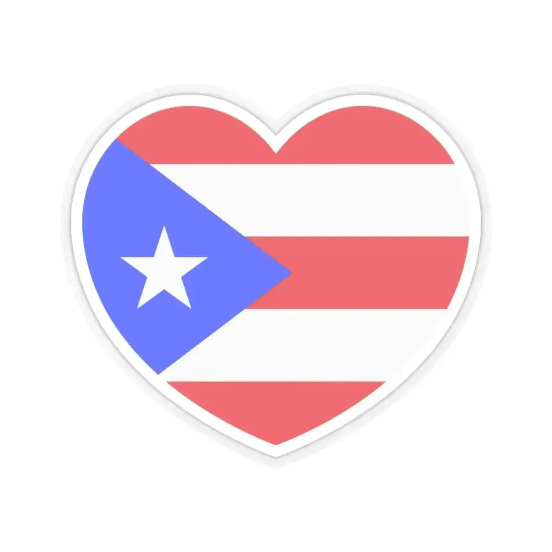 Heart Flag of Puerto Rico - STICKER Vinyl Kiss-Cut Decal 6 Inch Transparent - The Sticker Space