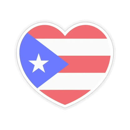Heart Flag of Puerto Rico - STICKER Vinyl Kiss-Cut Decal 6 Inch Transparent - The Sticker Space