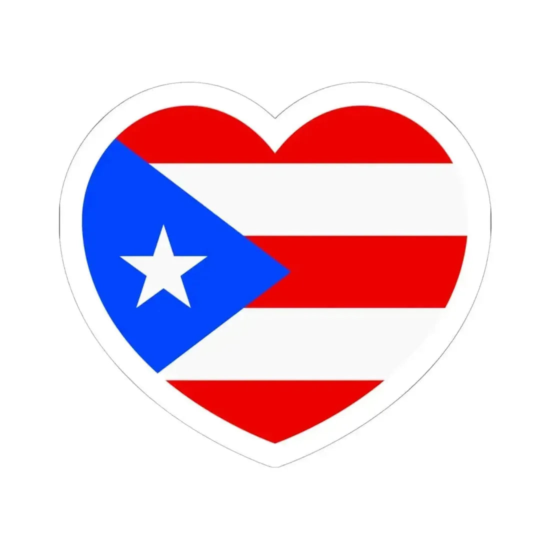 Heart Flag of Puerto Rico - STICKER Vinyl Kiss-Cut Decal 6 Inch White - The Sticker Space