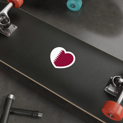 Heart Flag of Qatar - STICKER Vinyl Die-Cut Decal-The Sticker Space