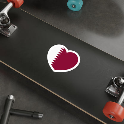 Heart Flag of Qatar - STICKER Vinyl Die-Cut Decal-The Sticker Space