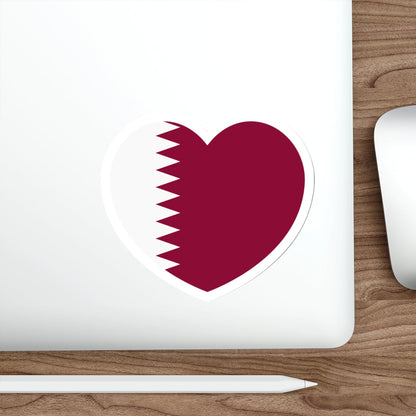 Heart Flag of Qatar - STICKER Vinyl Die-Cut Decal-The Sticker Space