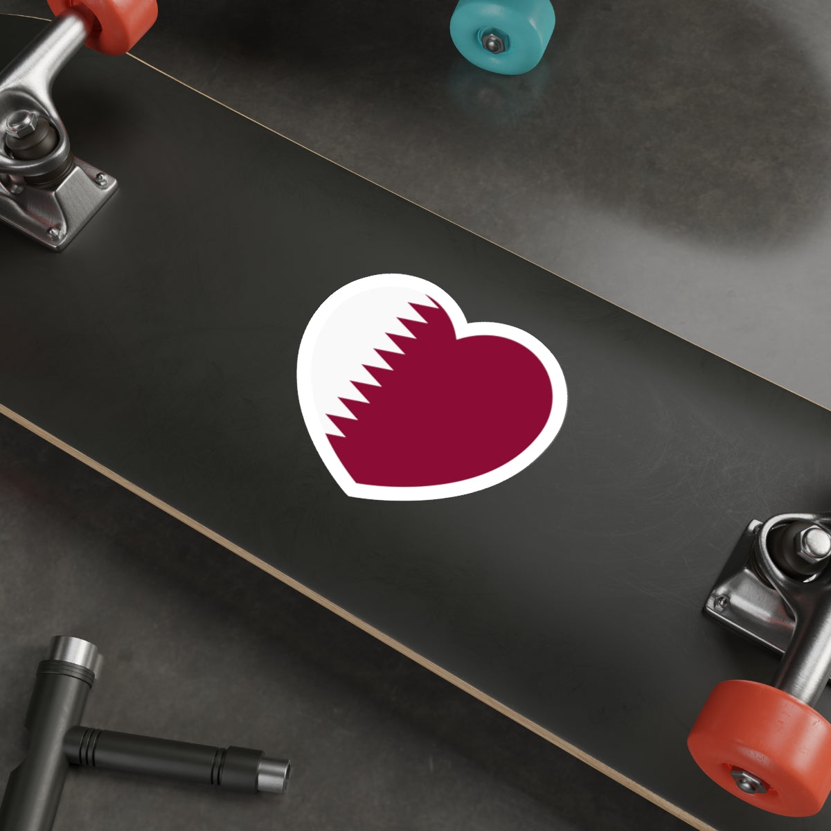 Heart Flag of Qatar - STICKER Vinyl Die-Cut Decal-The Sticker Space