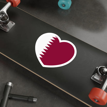 Heart Flag of Qatar - STICKER Vinyl Die-Cut Decal-The Sticker Space