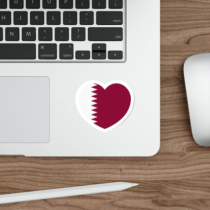 Heart Flag of Qatar - STICKER Vinyl Die-Cut Decal-The Sticker Space