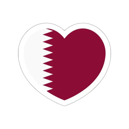 Heart Flag of Qatar - STICKER Vinyl Die-Cut Decal White Die-Cut 2 Inch - The Sticker Space