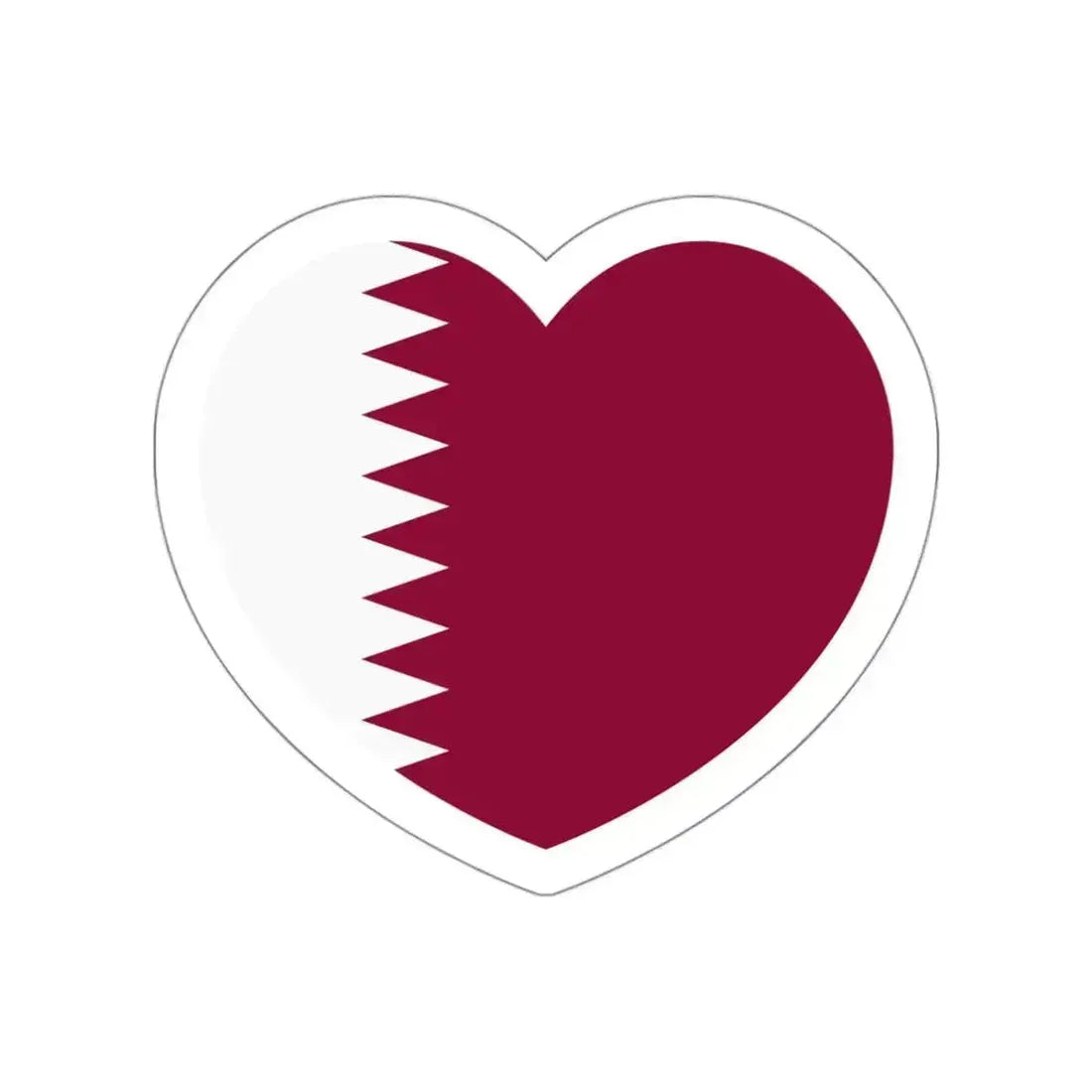 Heart Flag of Qatar - STICKER Vinyl Die-Cut Decal White Die-Cut 3 Inch - The Sticker Space