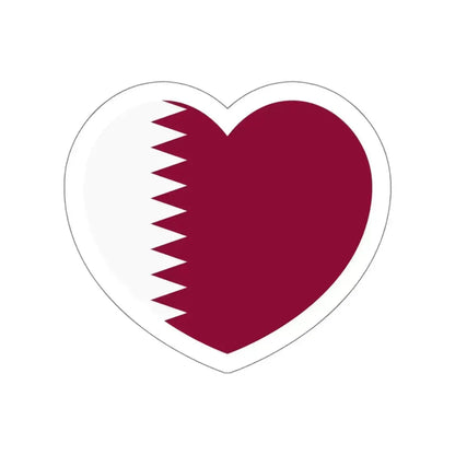 Heart Flag of Qatar - STICKER Vinyl Die-Cut Decal White Die-Cut 5 Inch - The Sticker Space
