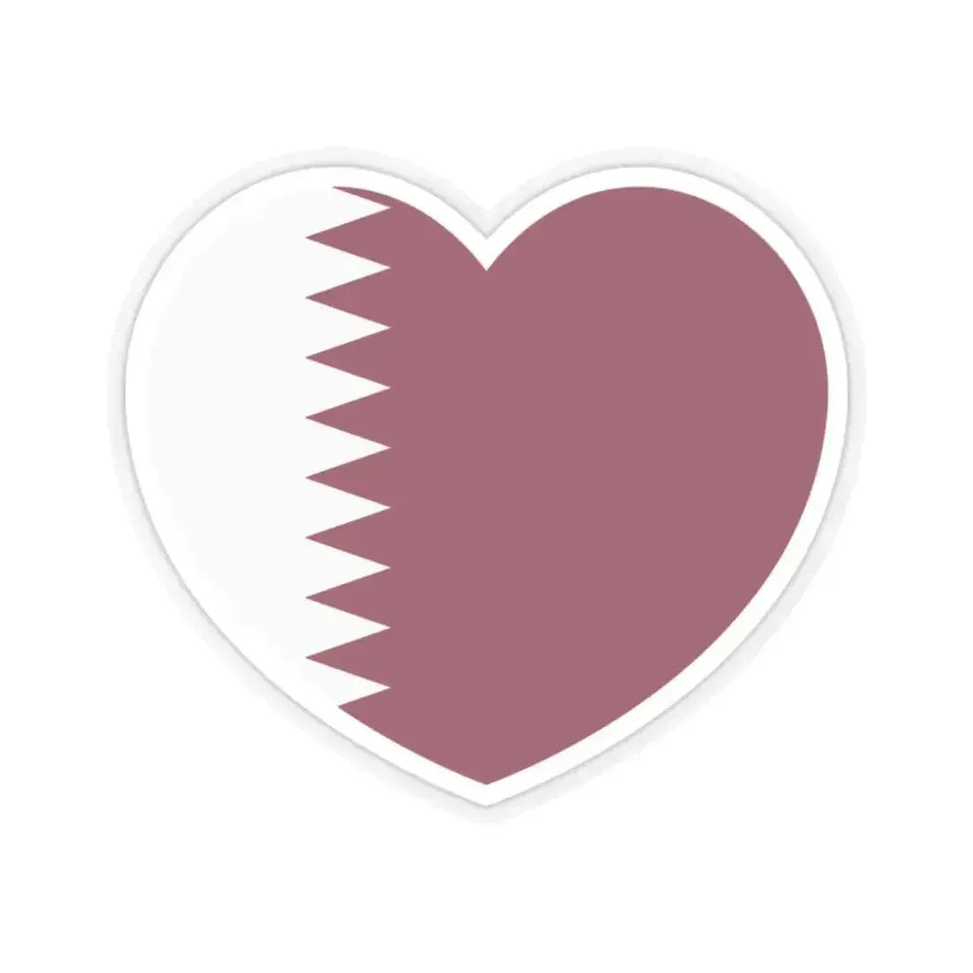 Heart Flag of Qatar - STICKER Vinyl Kiss-Cut Decal 2 Inch Transparent - The Sticker Space