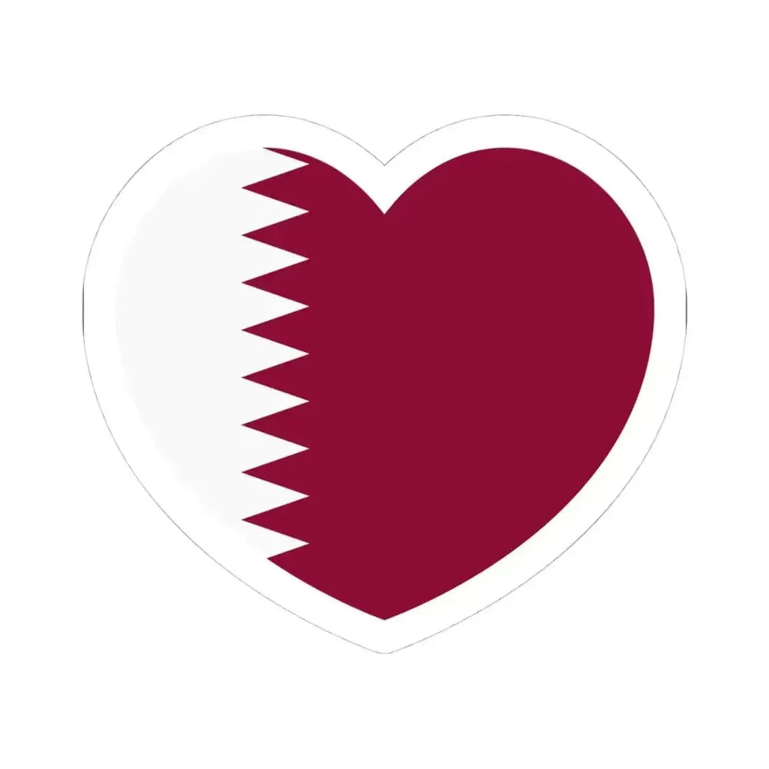 Heart Flag of Qatar - STICKER Vinyl Kiss-Cut Decal 4 Inch White - The Sticker Space