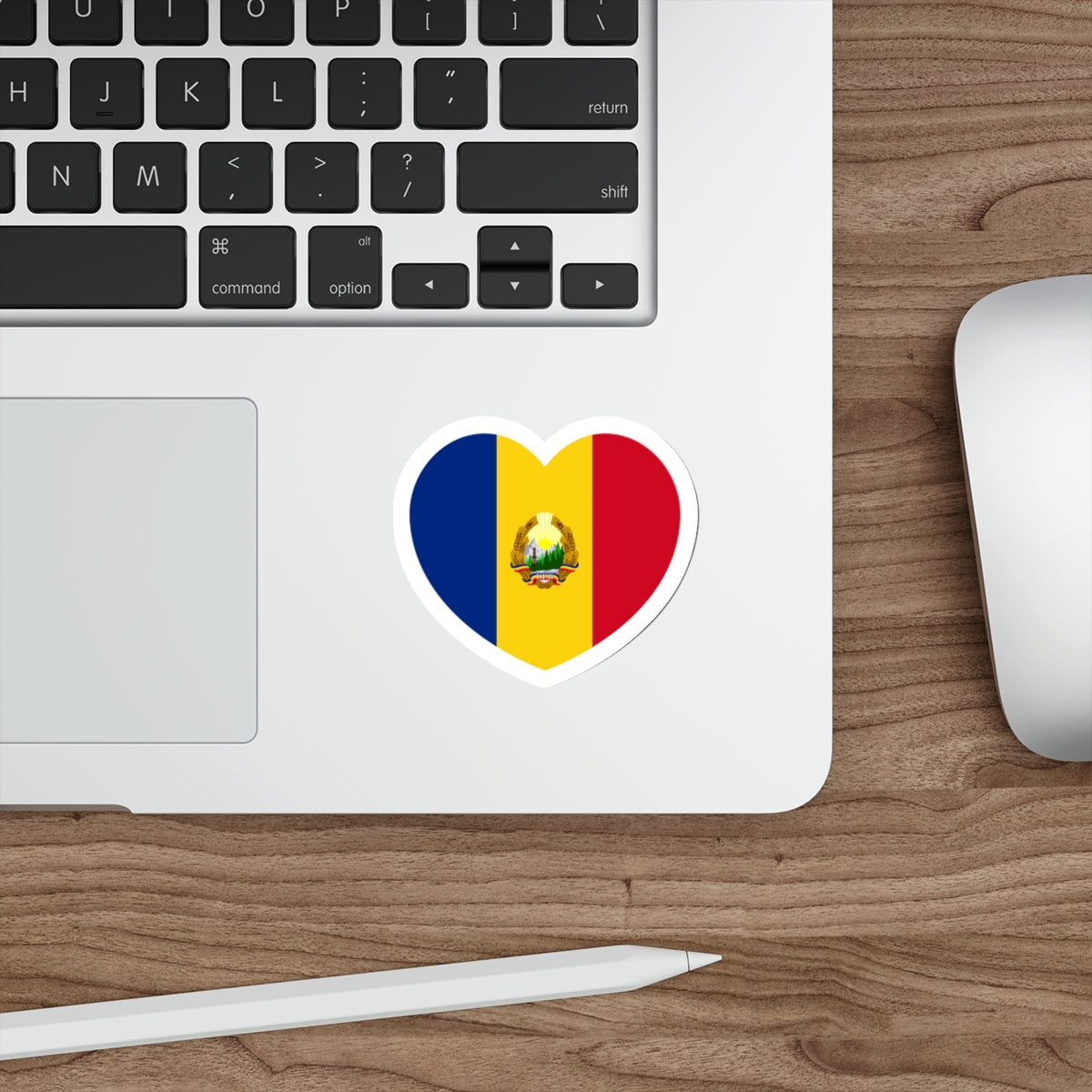 Heart Flag of Romania 1948-1952 - STICKER Vinyl Die-Cut Decal-The Sticker Space