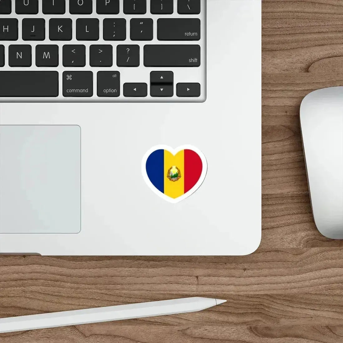 Heart Flag of Romania 1948-1952 - STICKER Vinyl Die-Cut Decal - The Sticker Space