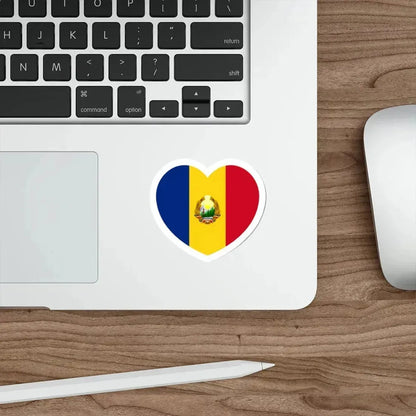 Heart Flag of Romania 1948-1952 - STICKER Vinyl Die-Cut Decal - The Sticker Space