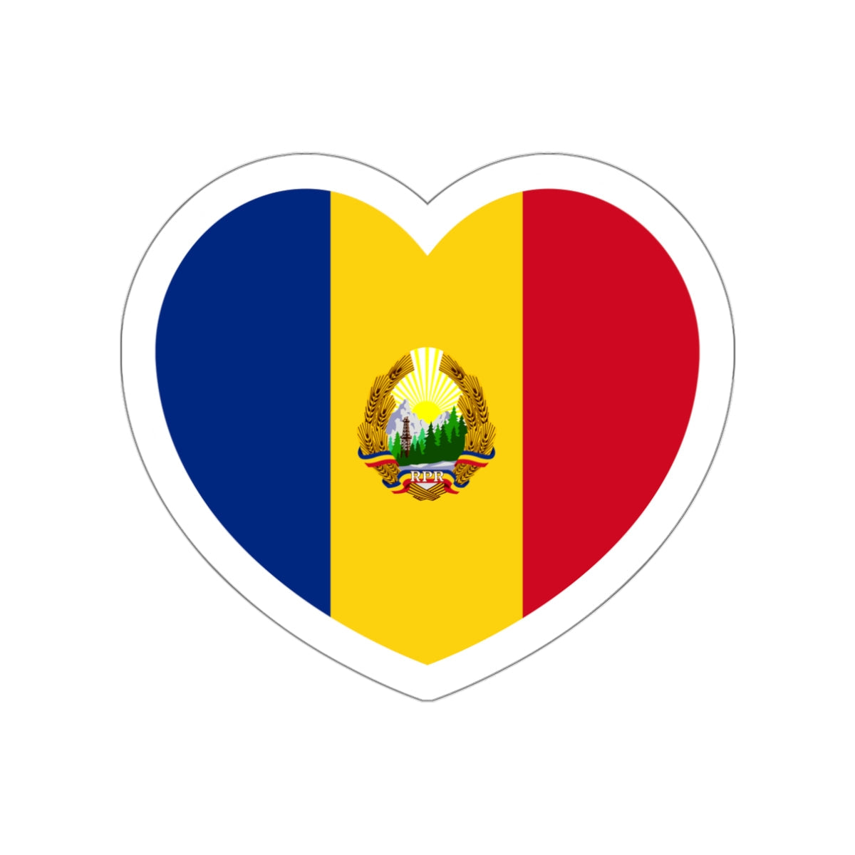 Heart Flag of Romania 1948-1952 - STICKER Vinyl Die-Cut Decal-White-The Sticker Space