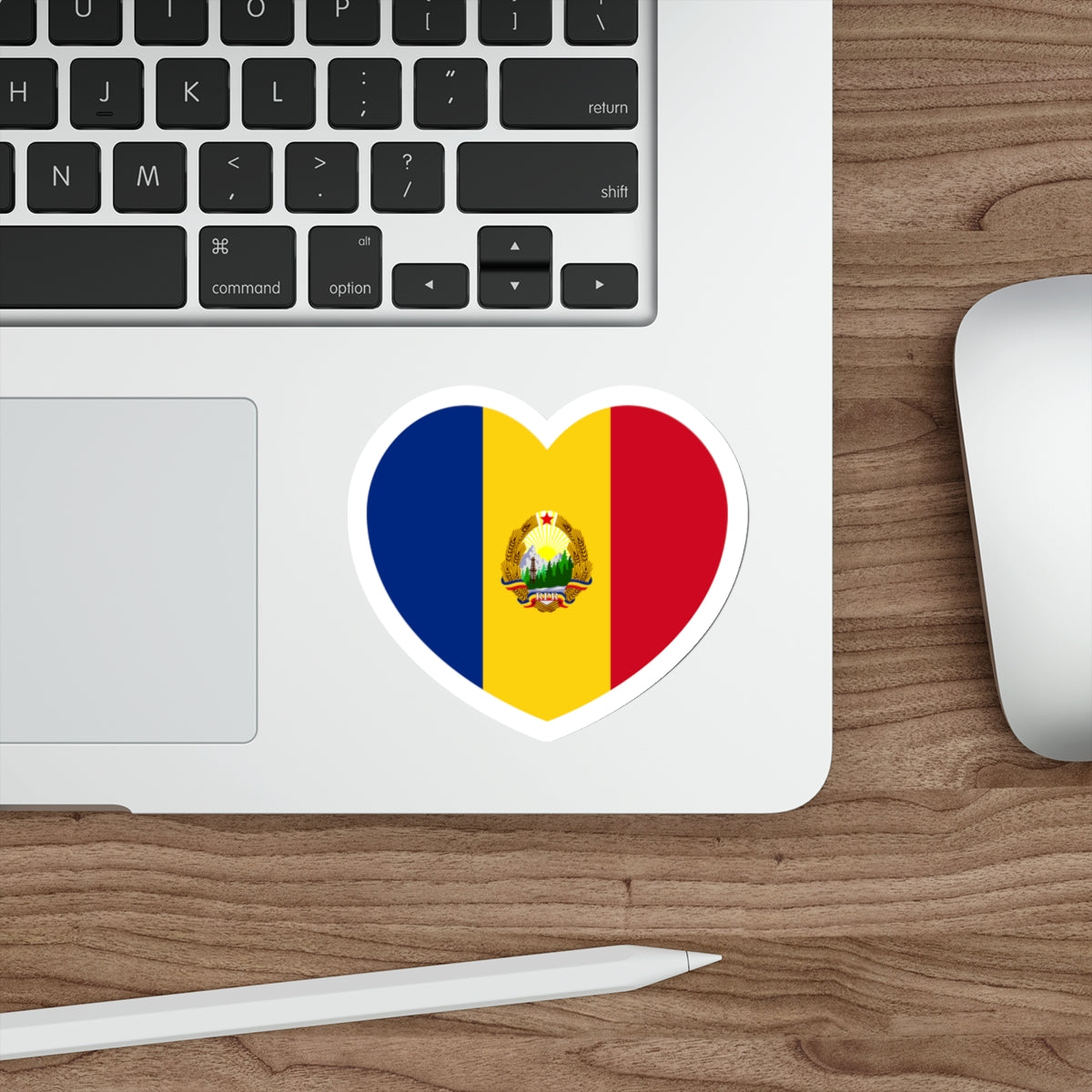 Heart Flag of Romania 1952-1965 - STICKER Vinyl Die-Cut Decal-The Sticker Space