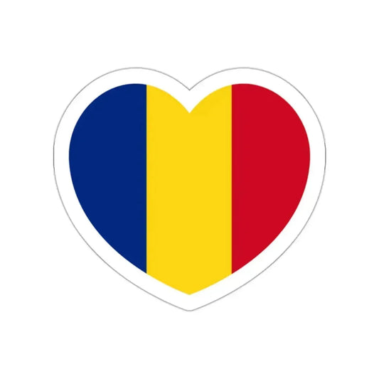 Heart Flag of Romania - STICKER Vinyl Die-Cut Decal White Die-Cut 2 Inch - The Sticker Space