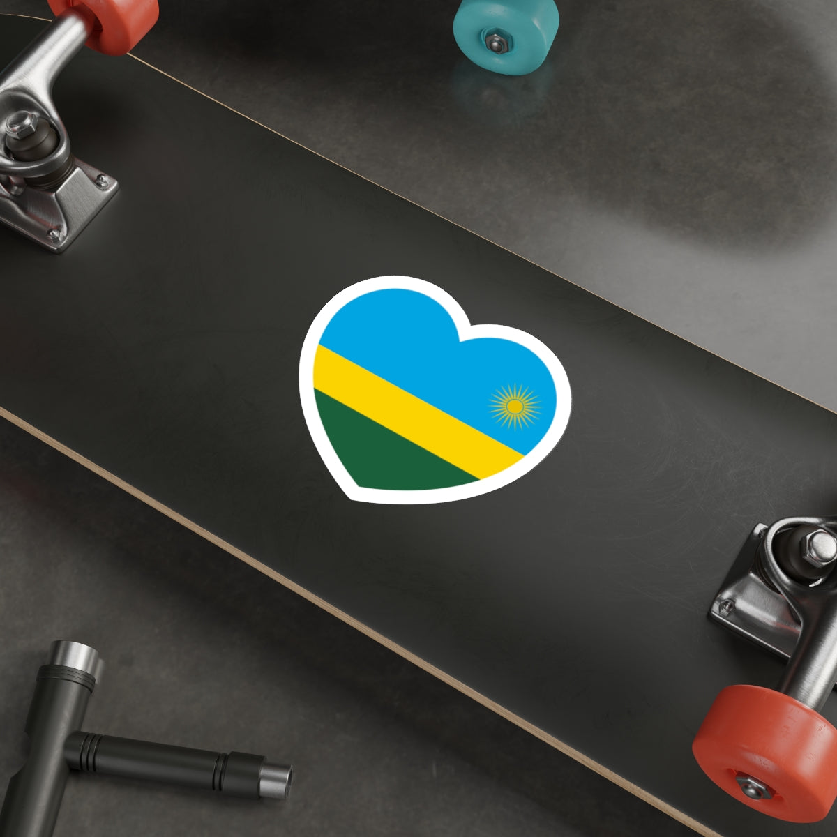 Heart Flag of Rwanda - STICKER Vinyl Die-Cut Decal-The Sticker Space