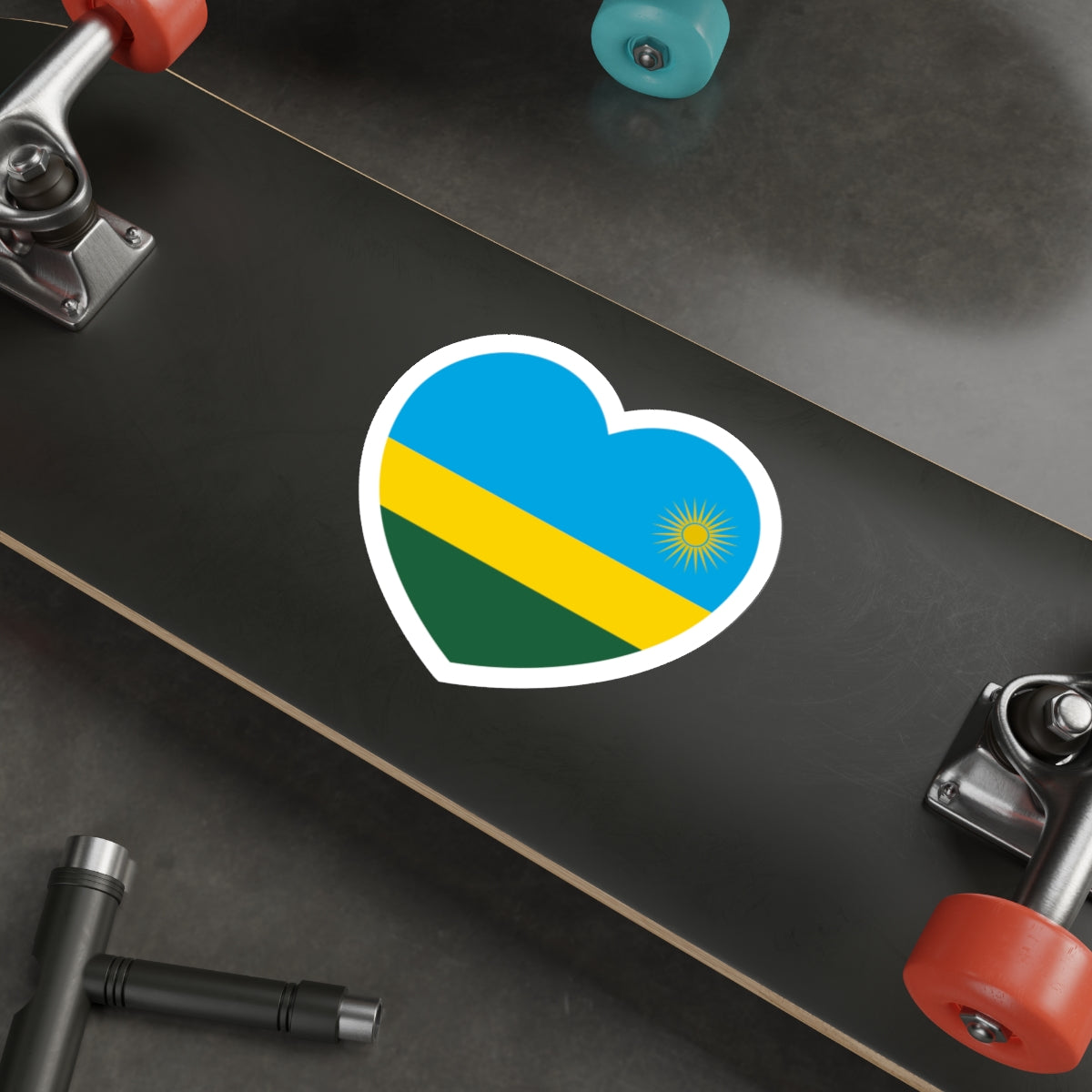 Heart Flag of Rwanda - STICKER Vinyl Die-Cut Decal-The Sticker Space