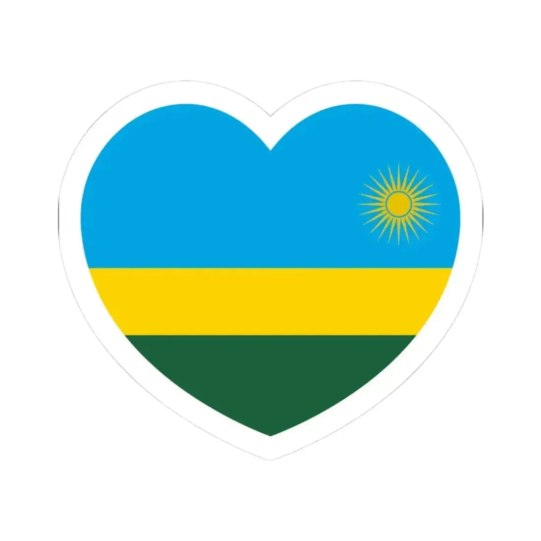 Heart Flag of Rwanda - STICKER Vinyl Kiss-Cut Decal 3 Inch White - The Sticker Space
