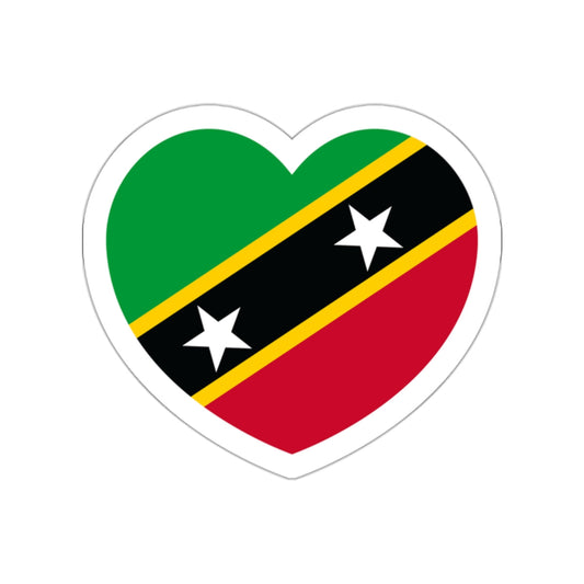 Heart Flag of Saint Kitts and Nevis - STICKER Vinyl Die-Cut Decal-White-The Sticker Space