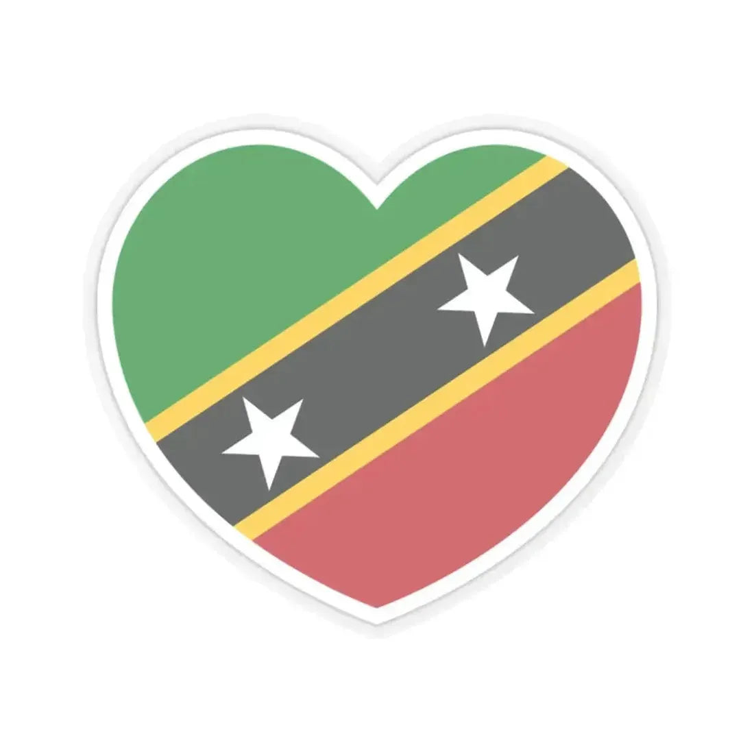 Heart Flag of Saint Kitts and Nevis - STICKER Vinyl Kiss-Cut Decal 2 Inch Transparent - The Sticker Space