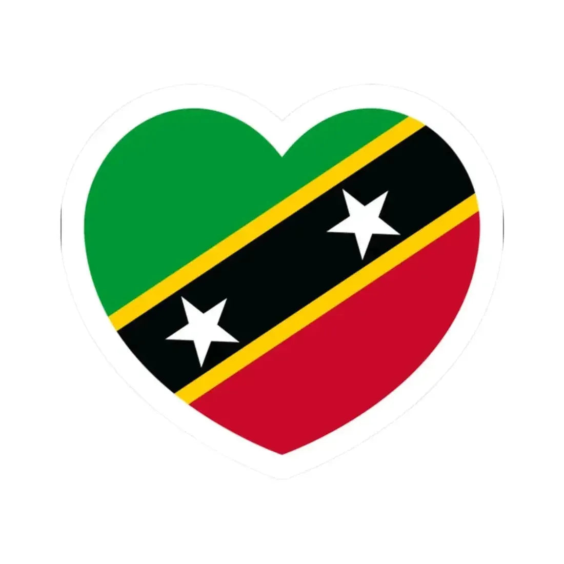Heart Flag of Saint Kitts and Nevis - STICKER Vinyl Kiss-Cut Decal 2 Inch White - The Sticker Space