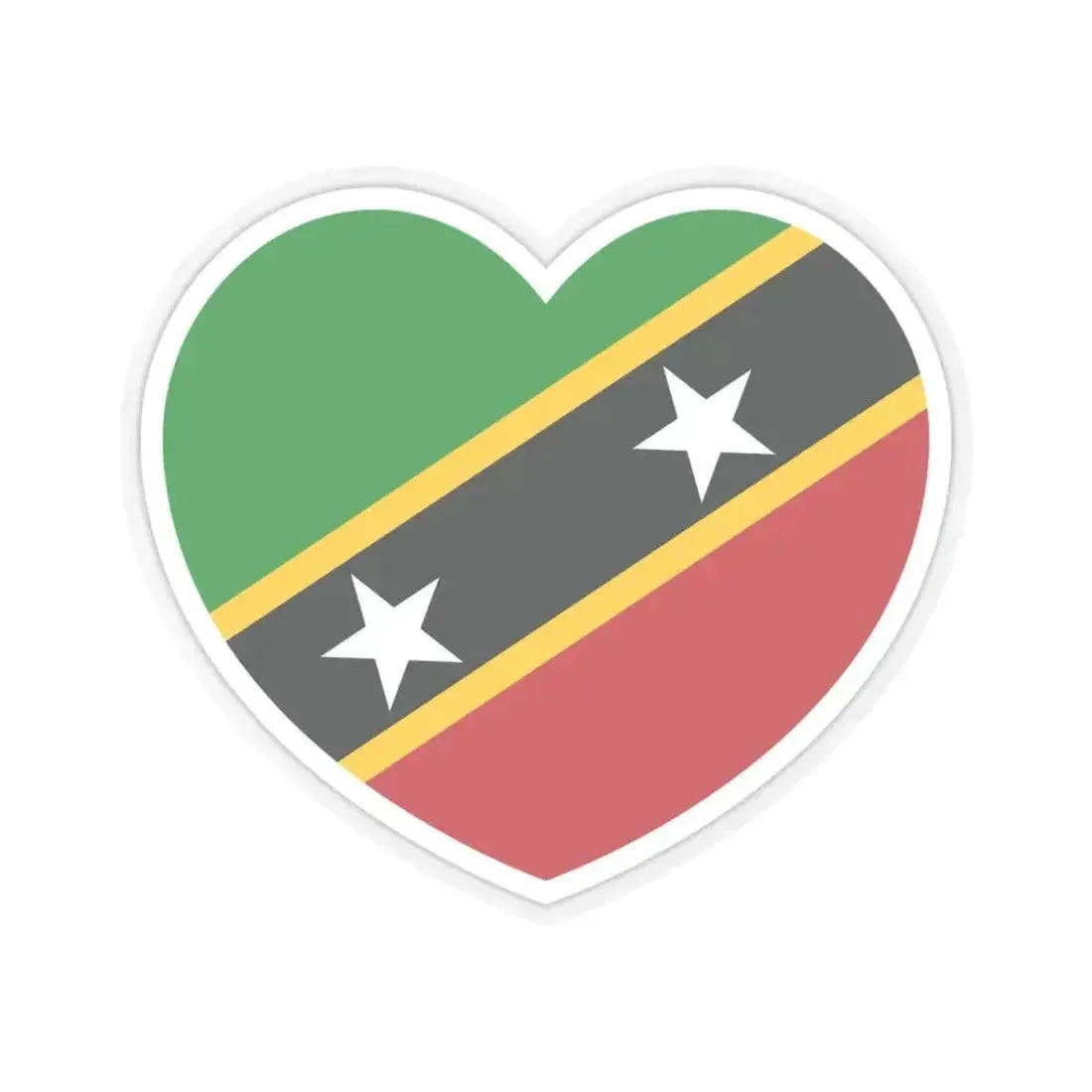 Heart Flag of Saint Kitts and Nevis - STICKER Vinyl Kiss-Cut Decal 3 Inch Transparent - The Sticker Space