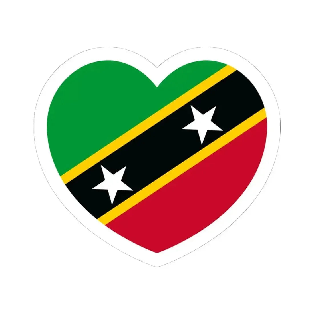 Heart Flag of Saint Kitts and Nevis - STICKER Vinyl Kiss-Cut Decal 4 Inch White - The Sticker Space