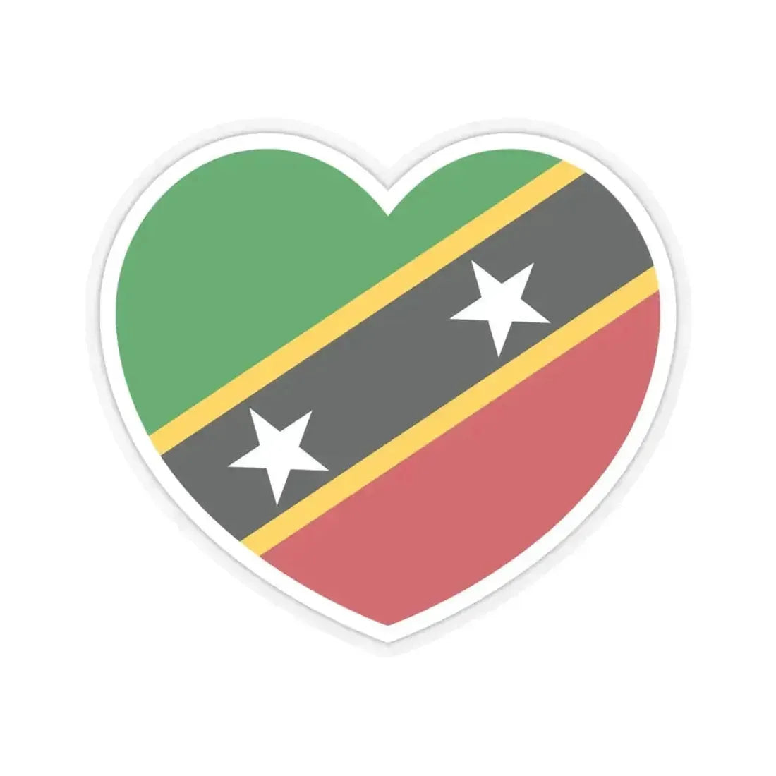Heart Flag of Saint Kitts and Nevis - STICKER Vinyl Kiss-Cut Decal 6 Inch Transparent - The Sticker Space