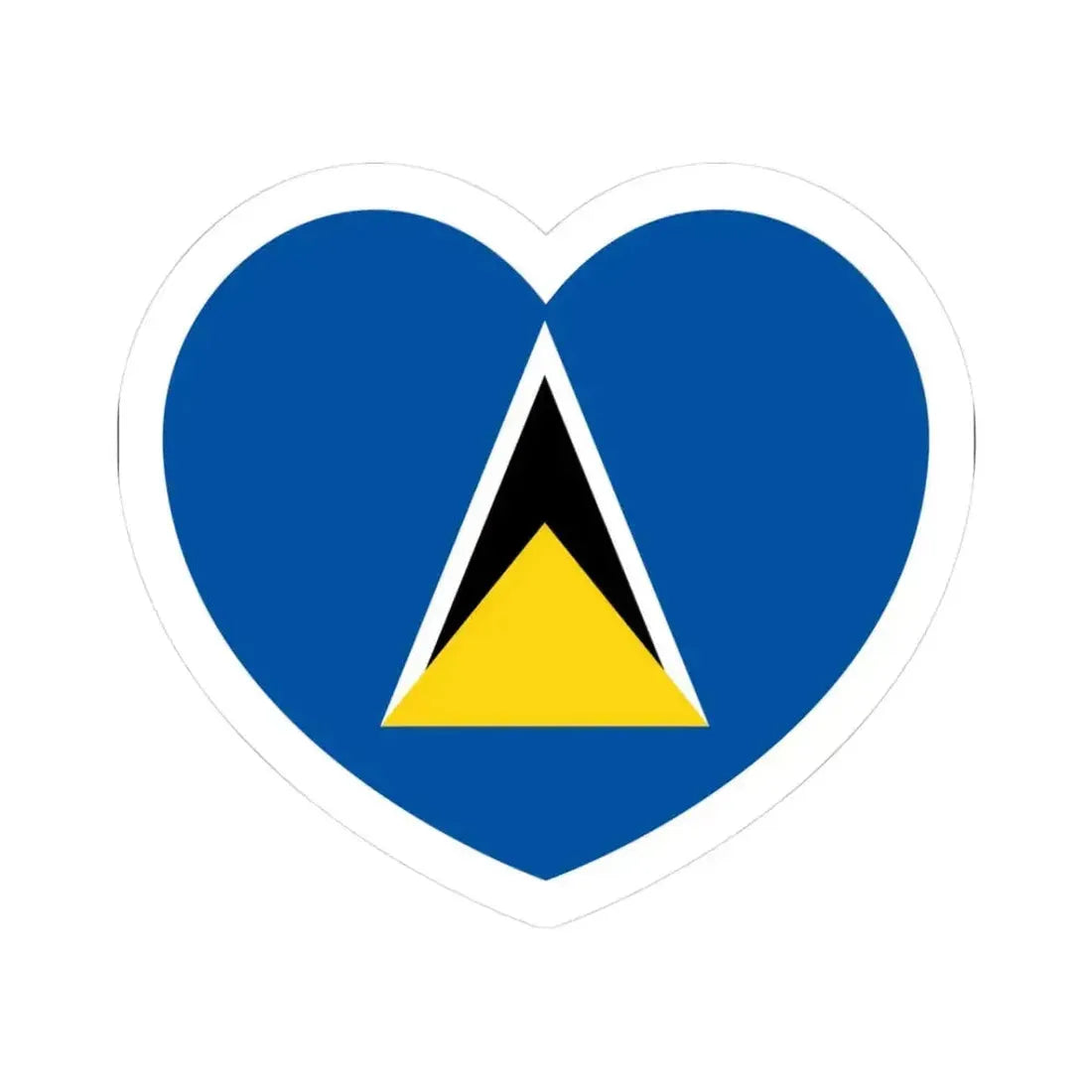 Heart Flag of Saint Lucia 1979-2002 - STICKER Vinyl Kiss-Cut Decal 3 Inch White - The Sticker Space