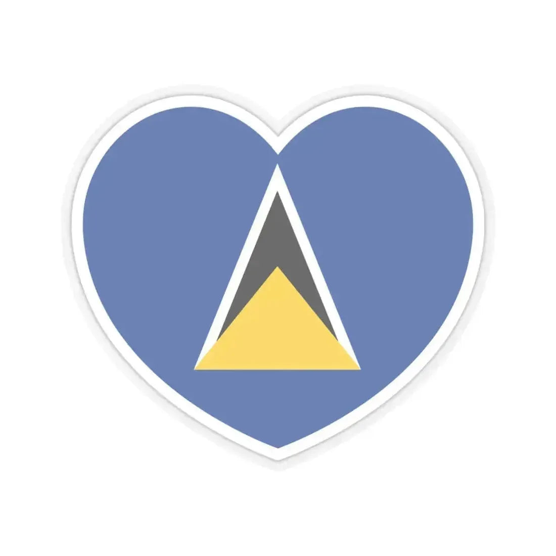 Heart Flag of Saint Lucia 1979-2002 - STICKER Vinyl Kiss-Cut Decal 4 Inch Transparent - The Sticker Space