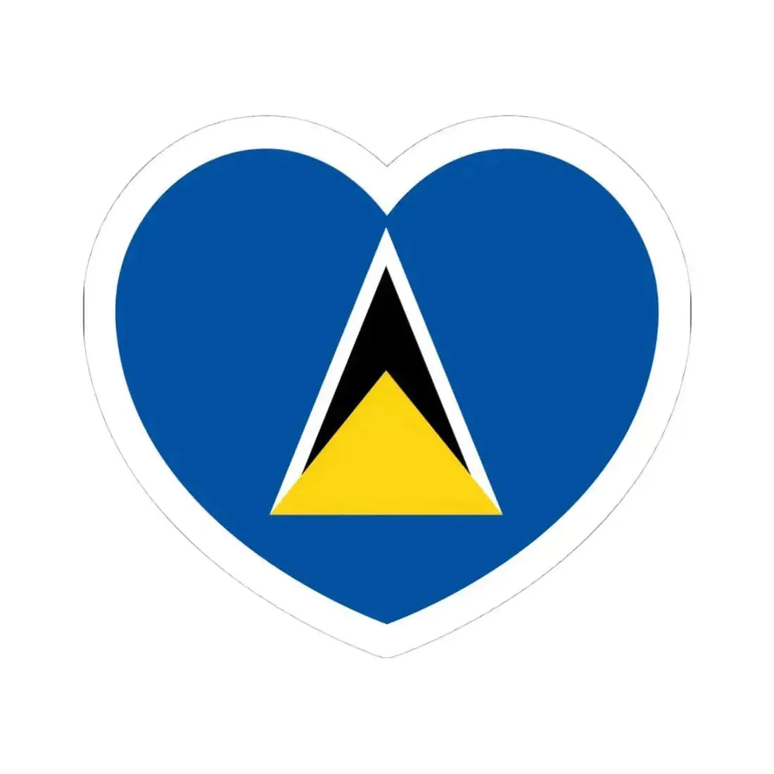 Heart Flag of Saint Lucia 1979-2002 - STICKER Vinyl Kiss-Cut Decal 4 Inch White - The Sticker Space