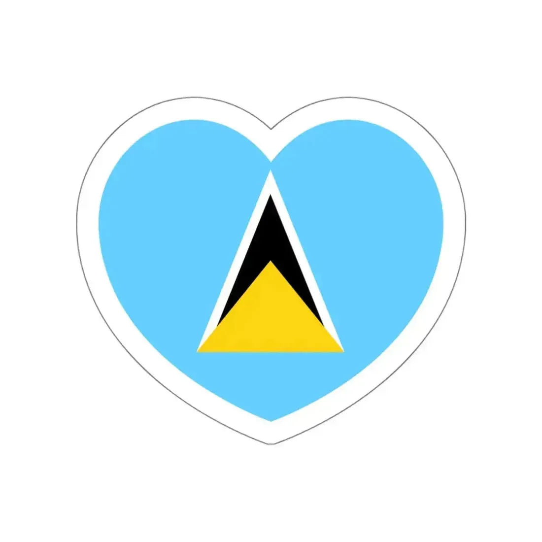 Heart Flag of Saint Lucia - STICKER Vinyl Die-Cut Decal White Die-Cut 6 Inch - The Sticker Space