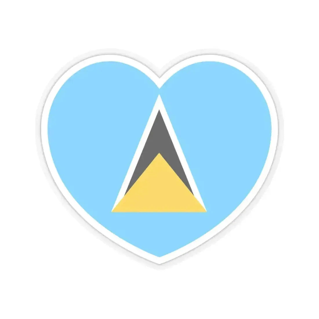 Heart Flag of Saint Lucia - STICKER Vinyl Kiss-Cut Decal 4 Inch Transparent - The Sticker Space