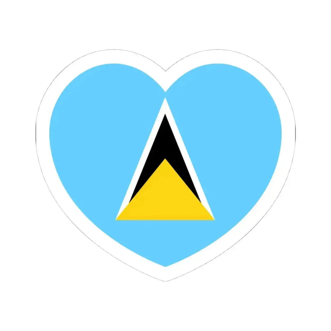Heart Flag of Saint Lucia - STICKER Vinyl Kiss-Cut Decal 4 Inch White - The Sticker Space