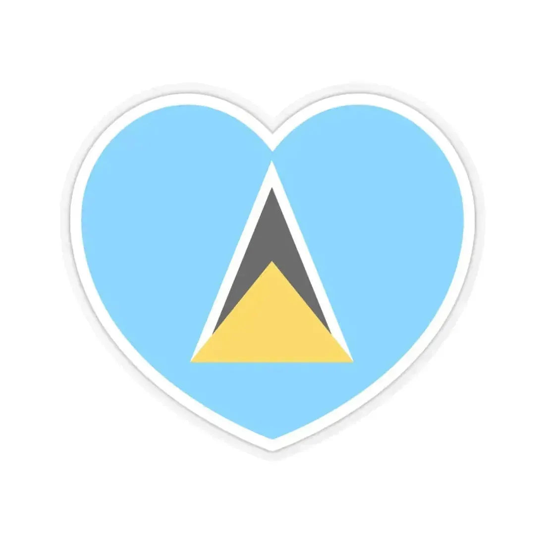 Heart Flag of Saint Lucia - STICKER Vinyl Kiss-Cut Decal 6 Inch Transparent - The Sticker Space