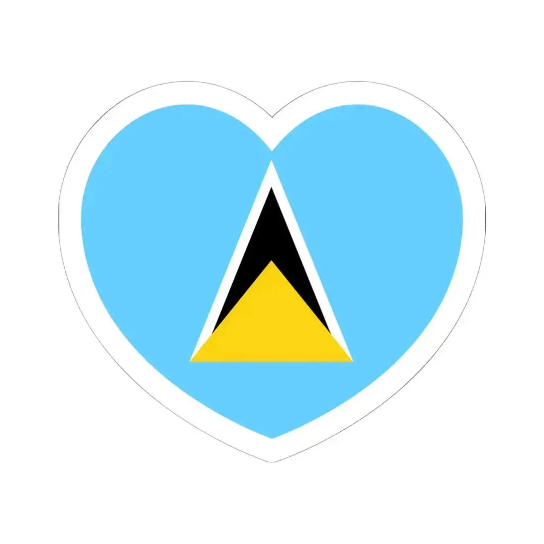 Heart Flag of Saint Lucia - STICKER Vinyl Kiss-Cut Decal 6 Inch White - The Sticker Space