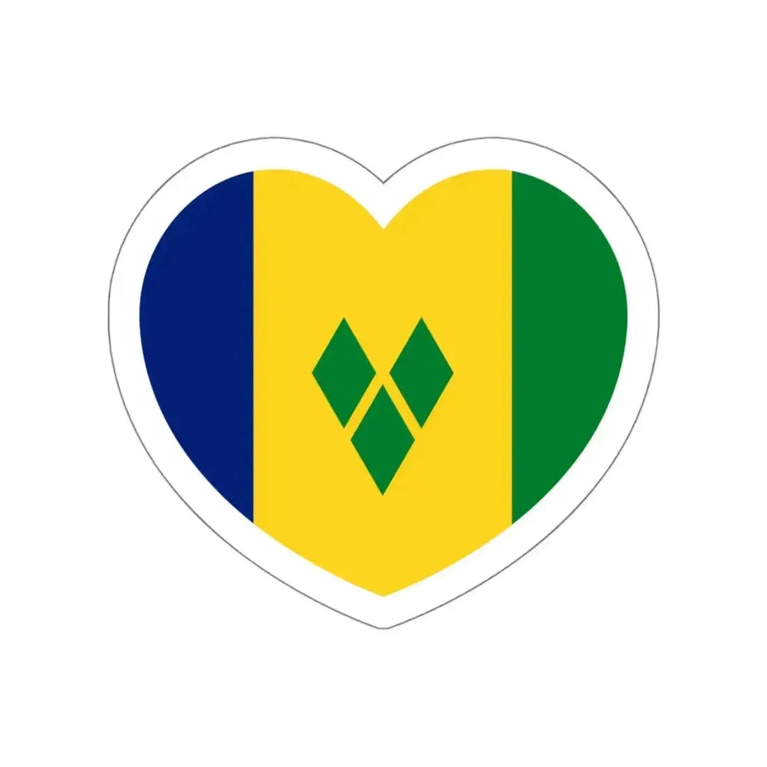 Heart Flag of Saint Vincent and the Grenadines - STICKER Vinyl Die-Cut Decal White Die-Cut 4 Inch - The Sticker Space