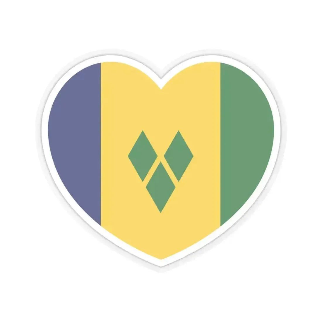 Heart Flag of Saint Vincent and the Grenadines - STICKER Vinyl Kiss-Cut Decal 4 Inch Transparent - The Sticker Space