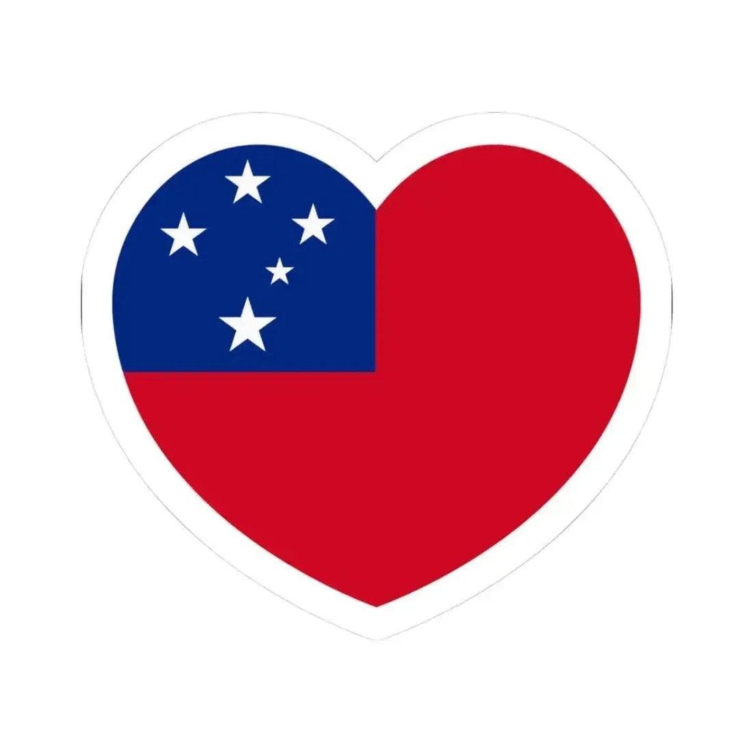 Heart Flag of Samoa - STICKER Vinyl Kiss-Cut Decal 3 Inch White - The Sticker Space