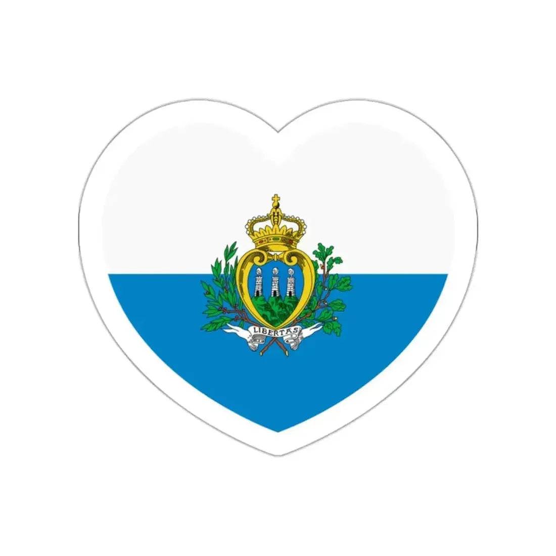 Heart Flag of San Marino pre-2011 - STICKER Vinyl Die-Cut Decal White Die-Cut 2 Inch - The Sticker Space