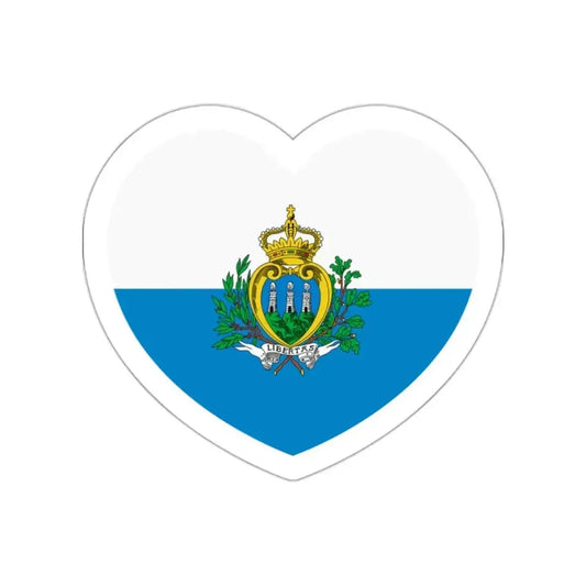 Heart Flag of San Marino pre-2011 - STICKER Vinyl Die-Cut Decal White Die-Cut 2 Inch - The Sticker Space